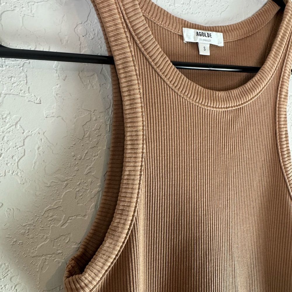 Agolde Tan Ribbed Bailey Tank Top Size S - Picture 6 of 11